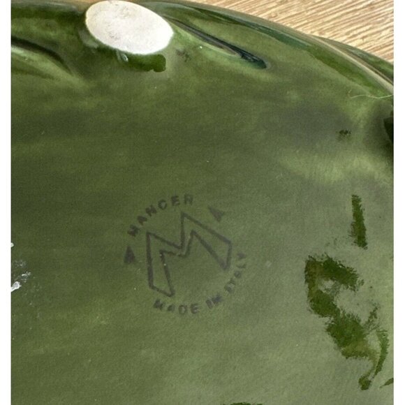 MANCER Green Stoneware Palm Leaf Bowl Serving Dish Tropical Tiki Made in Italy - Picture 5 of 6